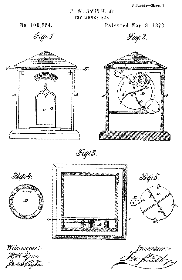 Slogan Bank, Patent Drawing No. 100,564